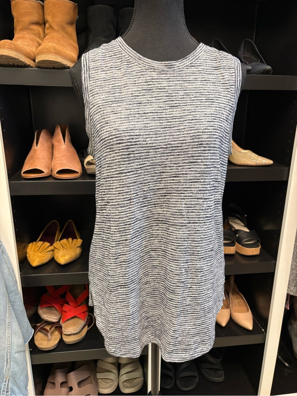 Athleta Striped Black and White Tank Top